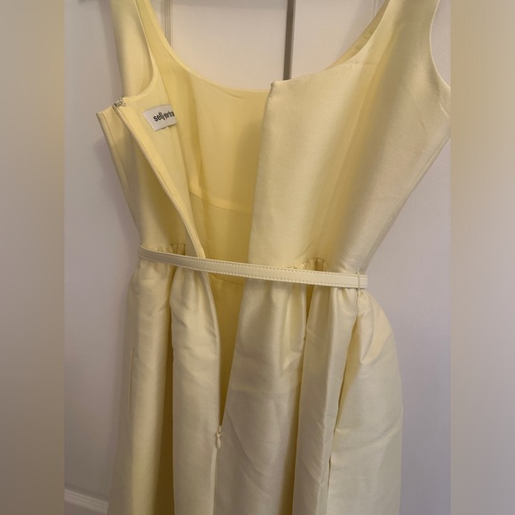 NEW Self-Portrait Light Yellow Taffeta Midi Belted Dress | size UK 6 / US 2 - Picture 12 of 12